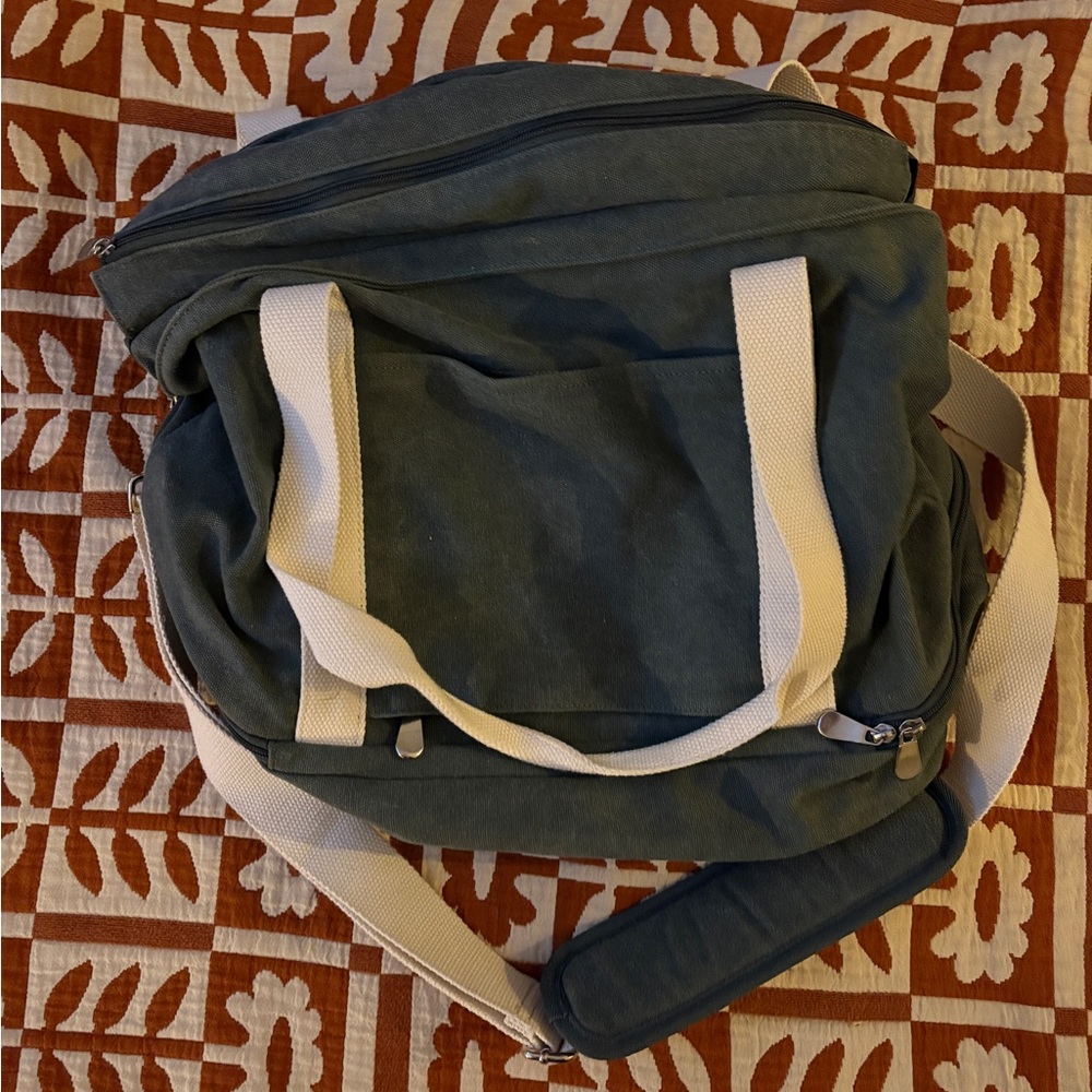 Canvas Travel Duffel (Catalina) Bag in Olive Green with Cream Handles